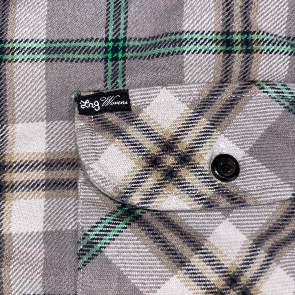 LRG Flannel Shirt Jacket Mens 3XL Grey Green Plaid Sherpa Lined Button Up Heavy - Picture 3 of 11